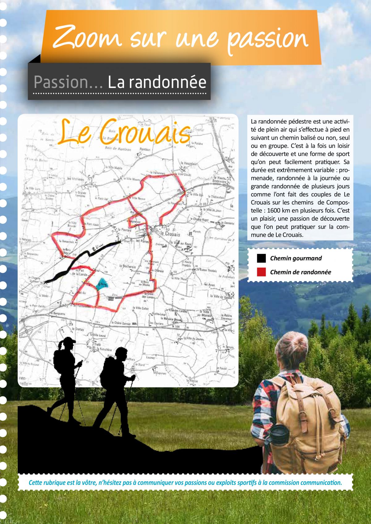 Carte de randonnée pédestre proposée par la mairie de Le Crouais (35)